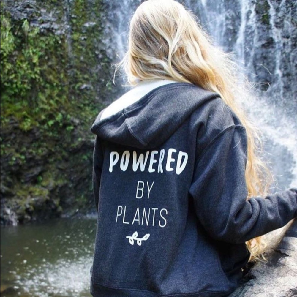 “Powered By Plants” zip up hoodie
